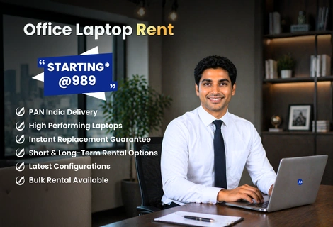 Office laptop on rent — starting at ₹989/mo. PAN-India delivery, bulk rental.